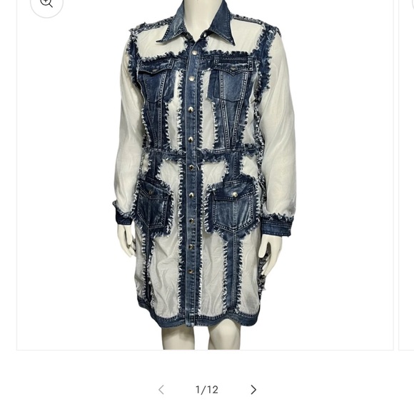 Adore Blue and White Denim Dress Perfect for that Country Gal - Picture 4 of 9